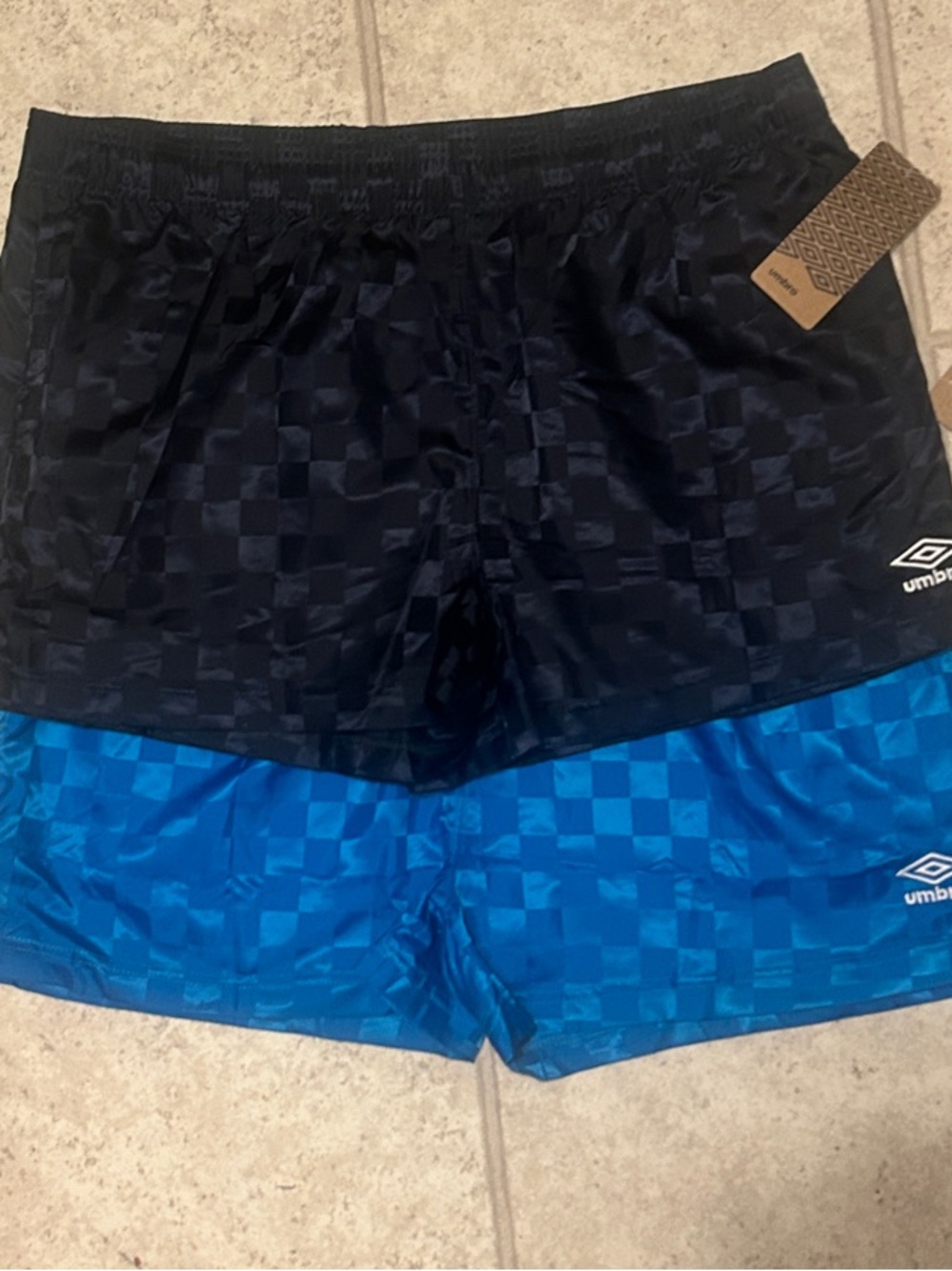 Umbro Checkerboard Sport Shorts - Black & Blue